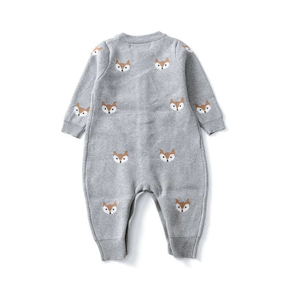 Baby Pure Cotton Knit Animal Jumpsuit