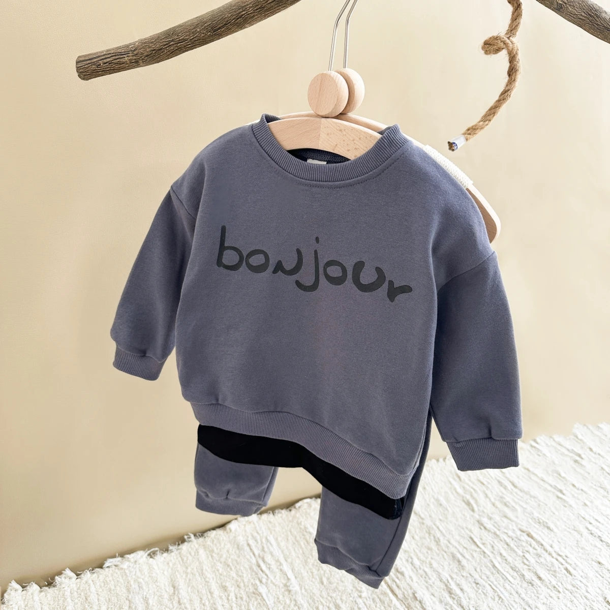 Bonjour Kids Sweatshirt and Sweatpants Set - Peachy Bloomers