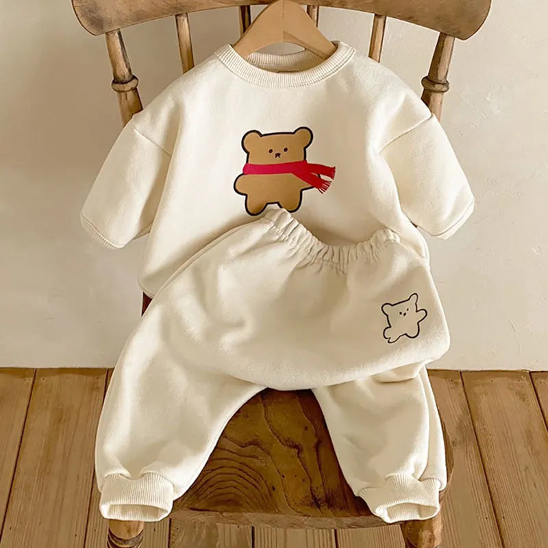 Bear Stripe Sweatshirt and Sweatpants Set - Peachy Bloomers