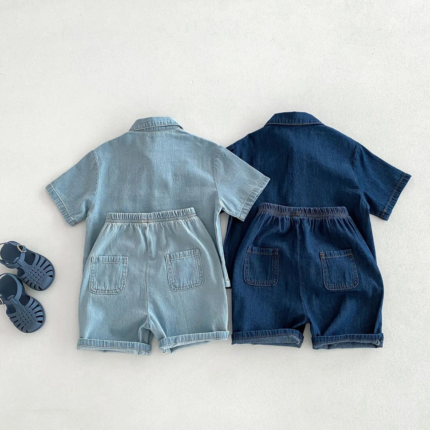 Boys Denim Top and Shorts Set - Peachy Bloomers