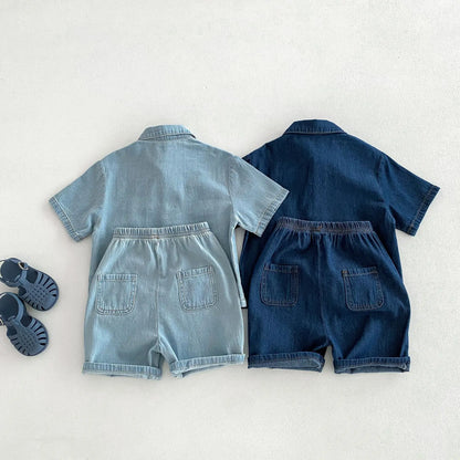 Boys Denim Top and Shorts Set - Peachy Bloomers