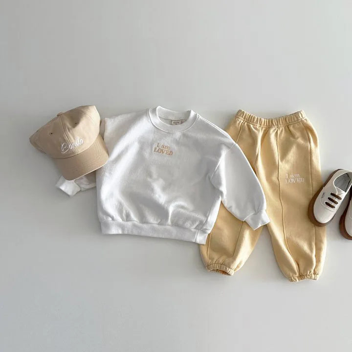 "I am Loved " Sweatshirt and Pants Set - Peachy Bloomers