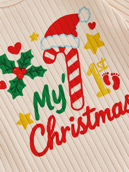 Baby Unisex First Christmas Ribbed Jumpsuit