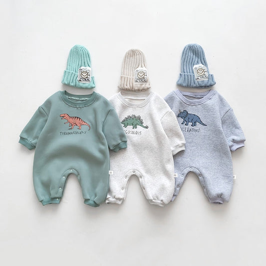 Dinosaur Fleece Romper - Peachy Bloomers