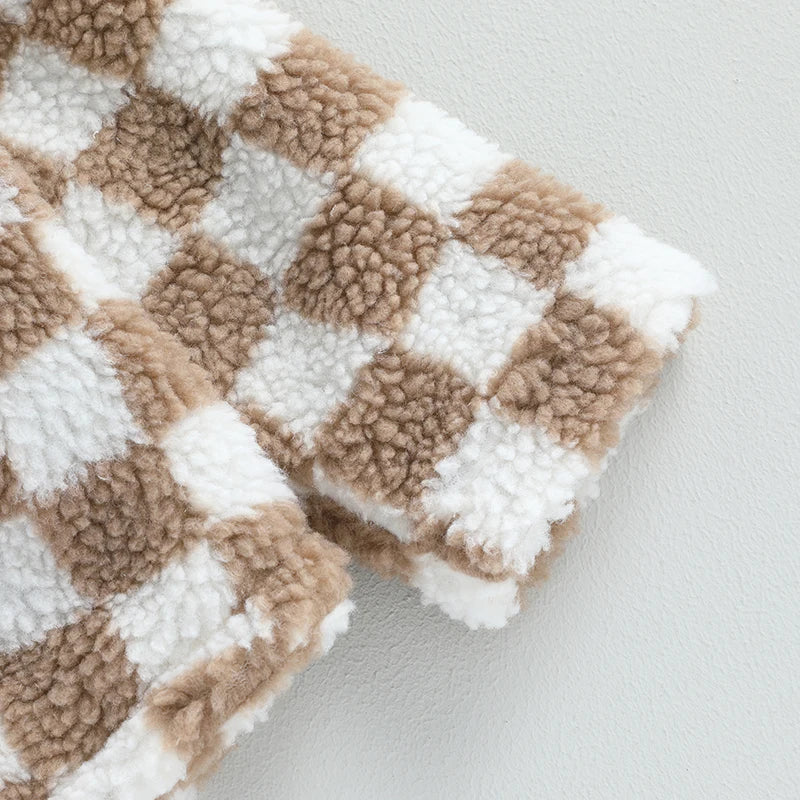 Toddler Checkered Sherpa Fleece Jacket – Cozy, Stylish & Ultra-Soft