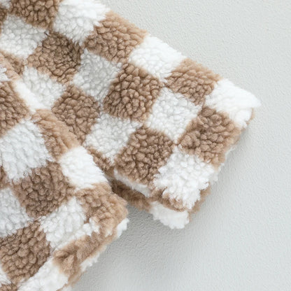 Toddler Checkered Sherpa Fleece Jacket – Cozy, Stylish & Ultra-Soft