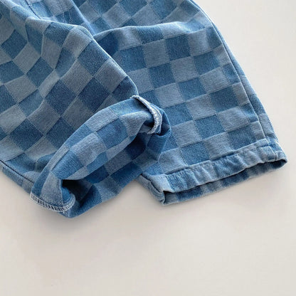 Checkered Denim Toddler Pants