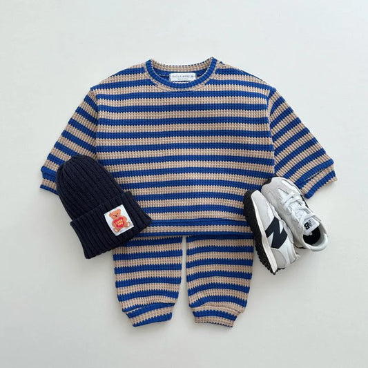 Retro Stripe Cotton Waffle Set