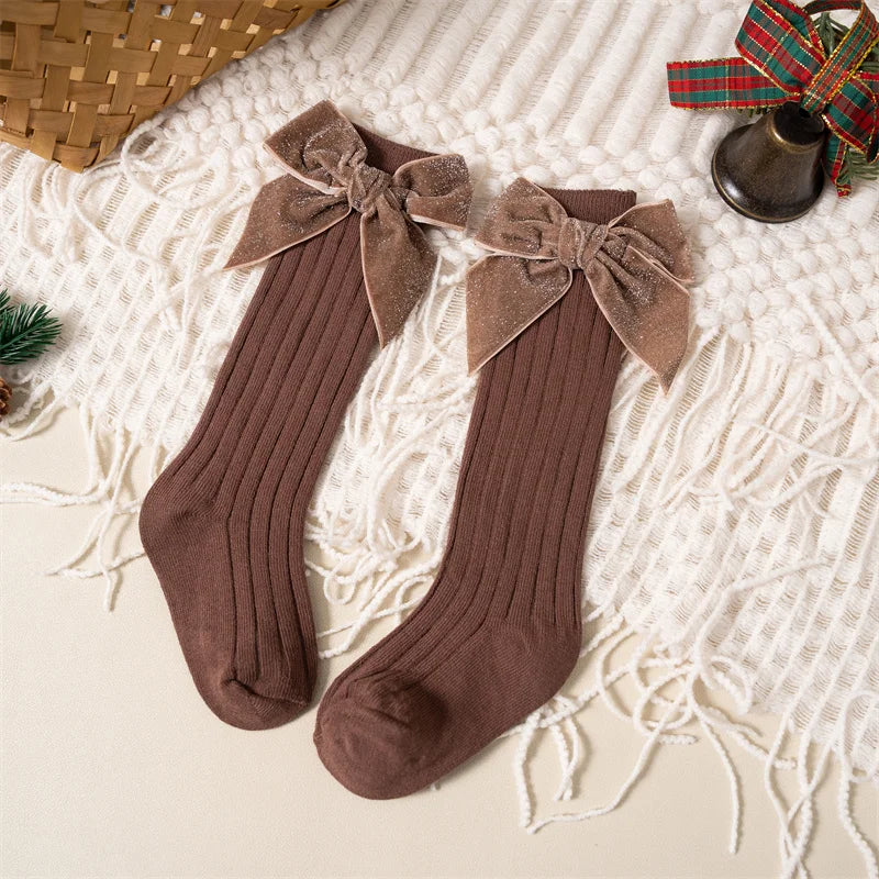 Baby Girls Bow Glittery Socks