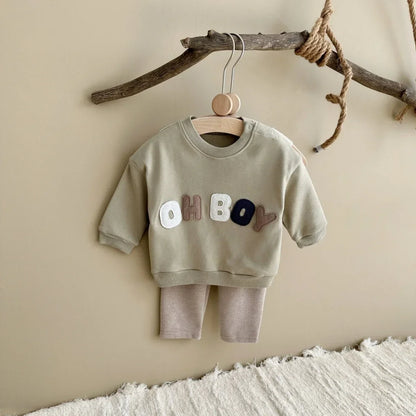 "OH BOY" Sweatshirt and Sweatpants Set - Peachy Bloomers