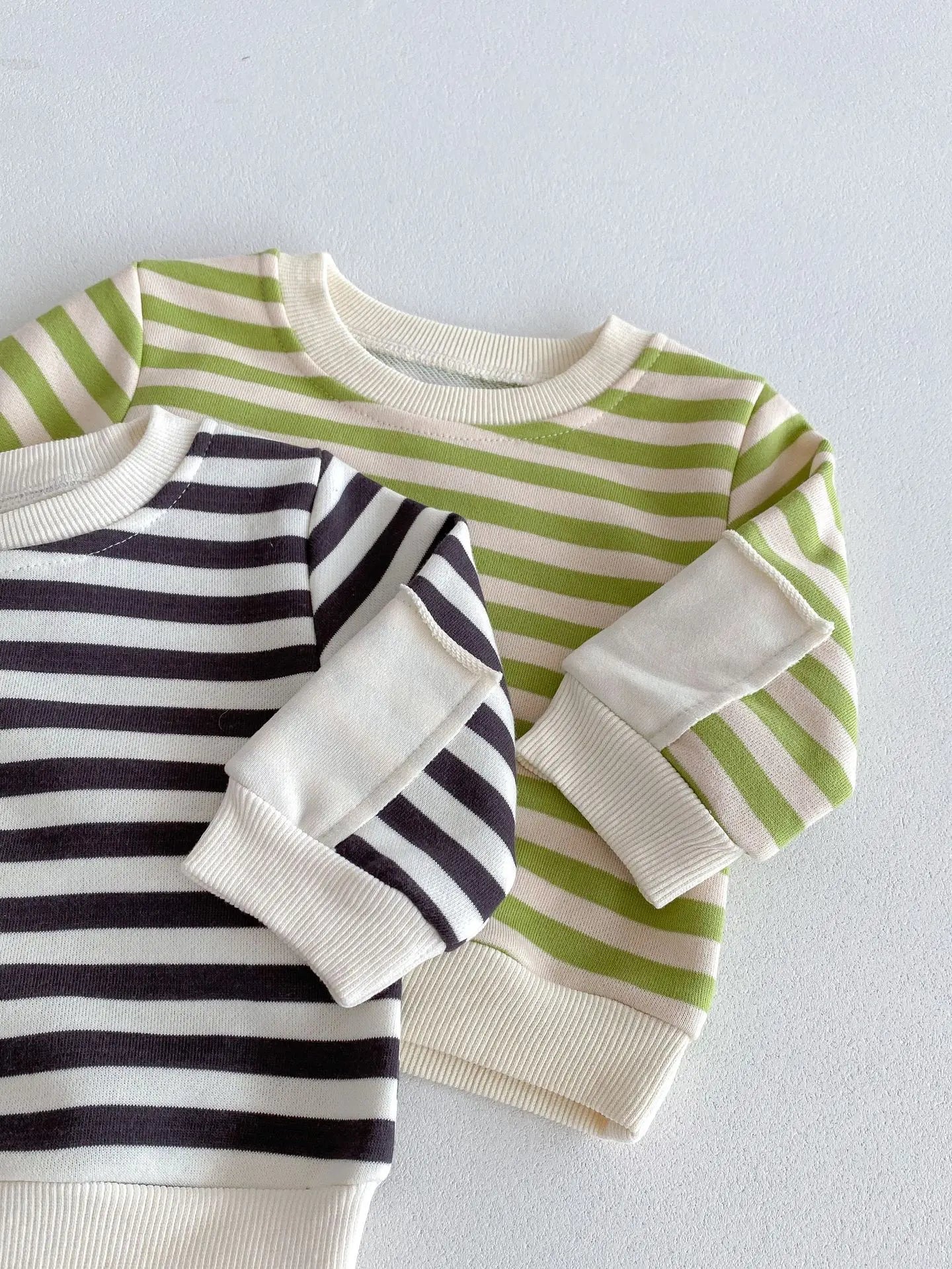 Baby Striped Cotton Sweatshirt & Sweatpants Set