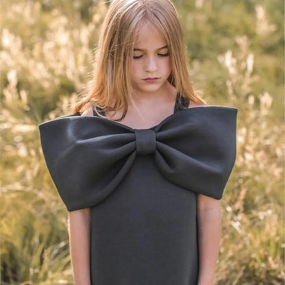 Big Bow Girls Party Dress - Peachy Bloomers