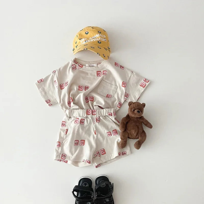 ABC T-shirt and Shorts Set - Peachy Bloomers