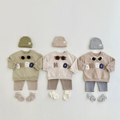 "OH BOY" Sweatshirt and Sweatpants Set - Peachy Bloomers