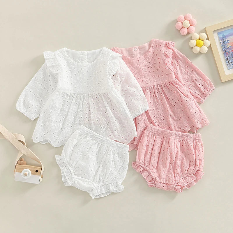 Cotton Lace Ruffle Baby Set - Peachy Bloomers