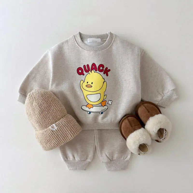 Baby Quack Sweatshirt and Sweatpants Set - Peachy Bloomers