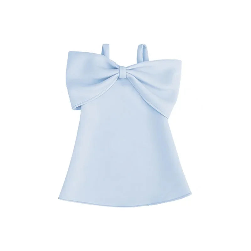 Big Bow Girls Party Dress - Peachy Bloomers