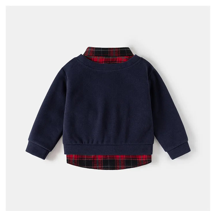 Boys Geometric Patchwork Sweater Shirt