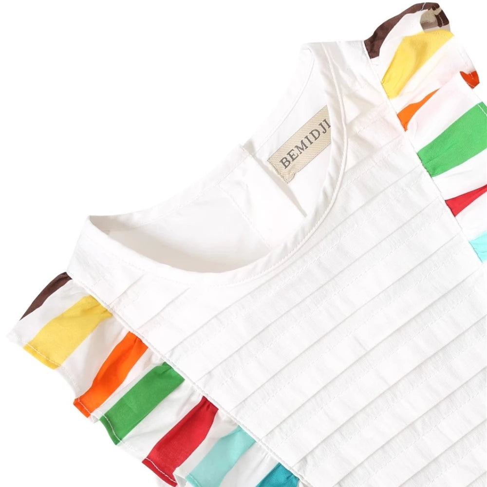 Elsie Rainbow Stripe Dress - Peachy Bloomers