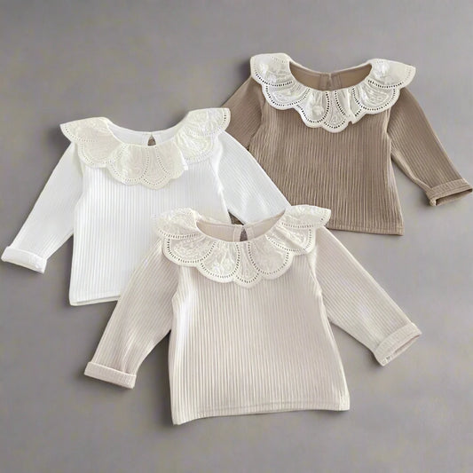 Girls Knit Ruffle Collar Top