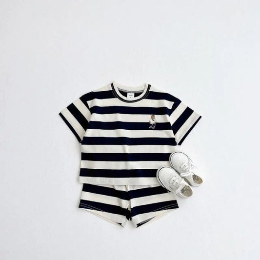 Stripe Cotton T-shirt and Shorts Set