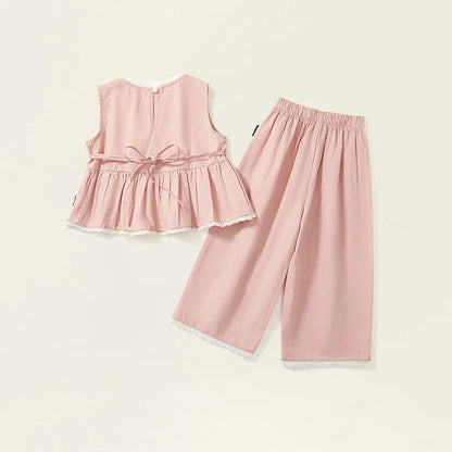 Girls Bohemian Pale PInk Cotton Set