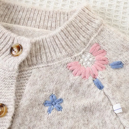 Girls Daisy Floral Soft Knit Cardigan