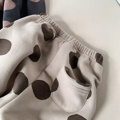 Polka Dot Girls Cotton Fleece Pants