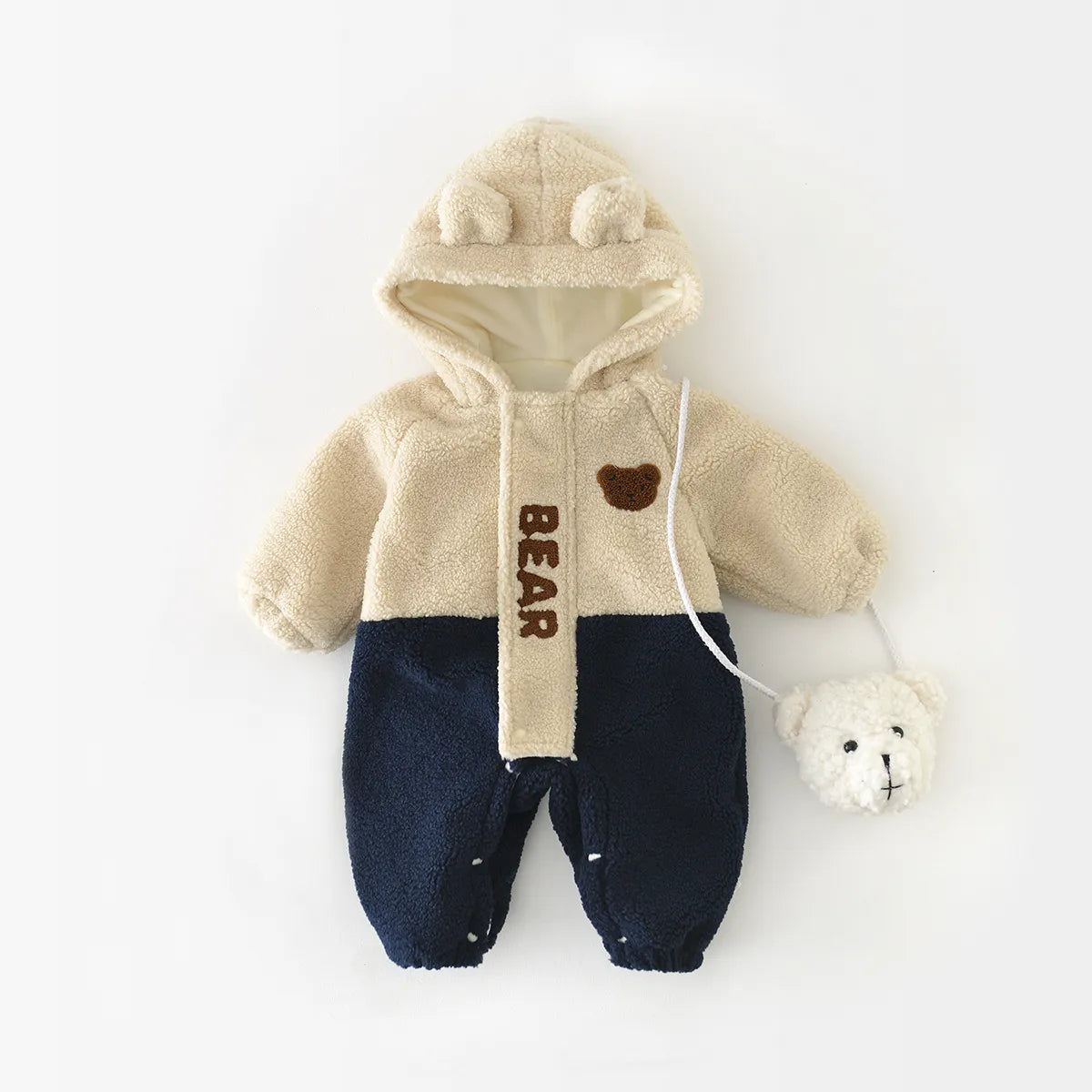 Bear Fleece Hoodie Winter Jumpsuit - Peachy Bloomers