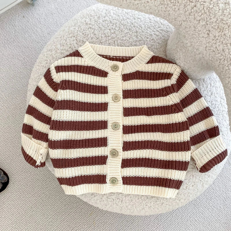Cozy Striped Baby Knit Set – 2 Piece Sweater and Bloomers Outfit