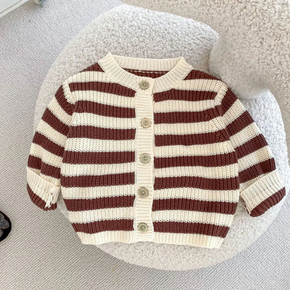 Cozy Striped Baby Knit Set – 2 Piece Sweater and Bloomers Outfit