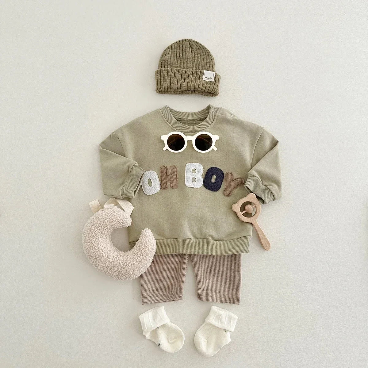 "OH BOY" Sweatshirt and Sweatpants Set - Peachy Bloomers