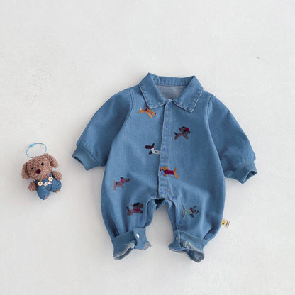 Little Puppy Baby Denim Jumpsuit