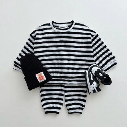 Retro Stripe Cotton Waffle Set