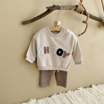 "OH BOY" Sweatshirt and Sweatpants Set - Peachy Bloomers