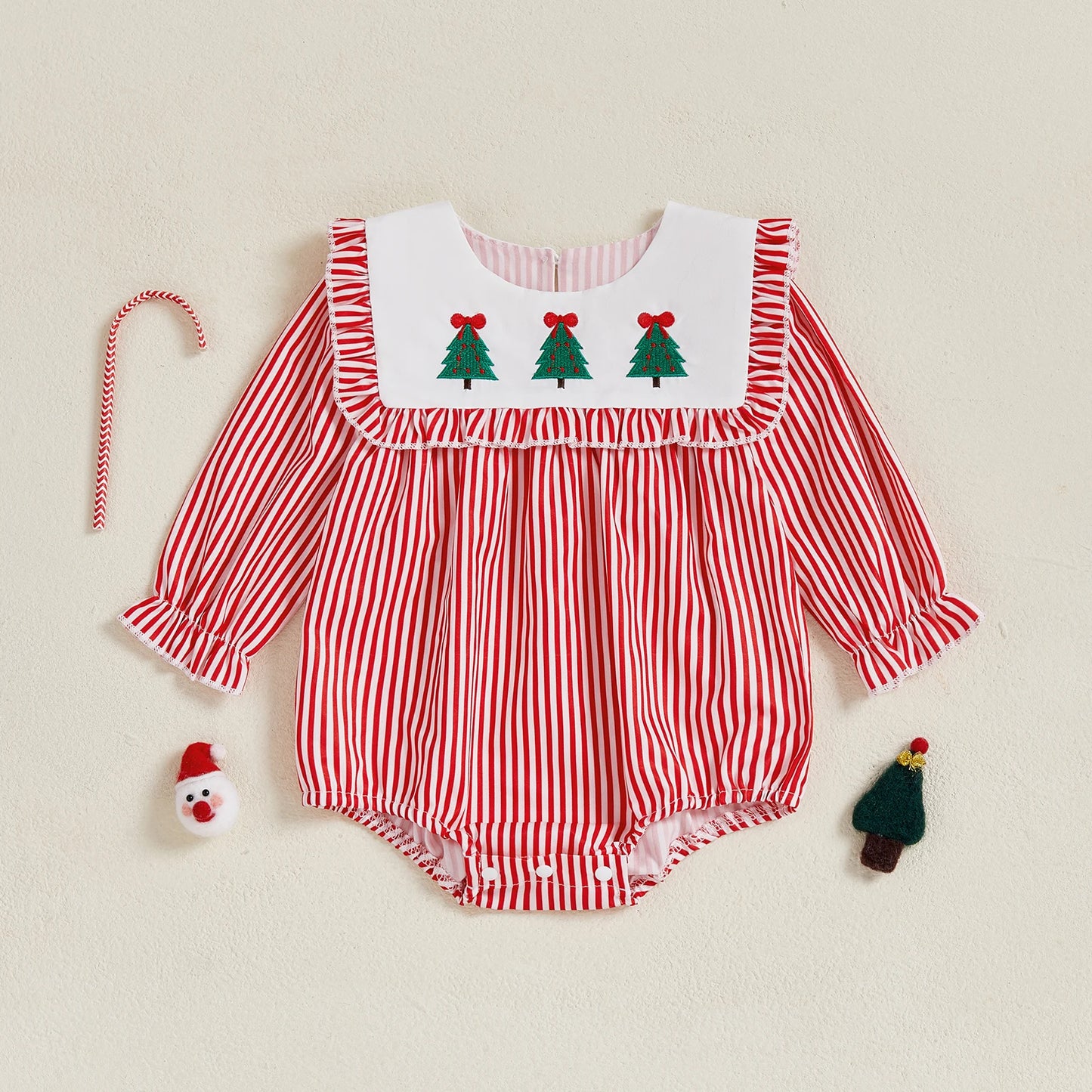 Baby Girl Christmas Striped Romper