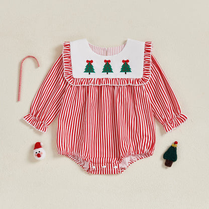 Baby Girl Christmas Striped Romper