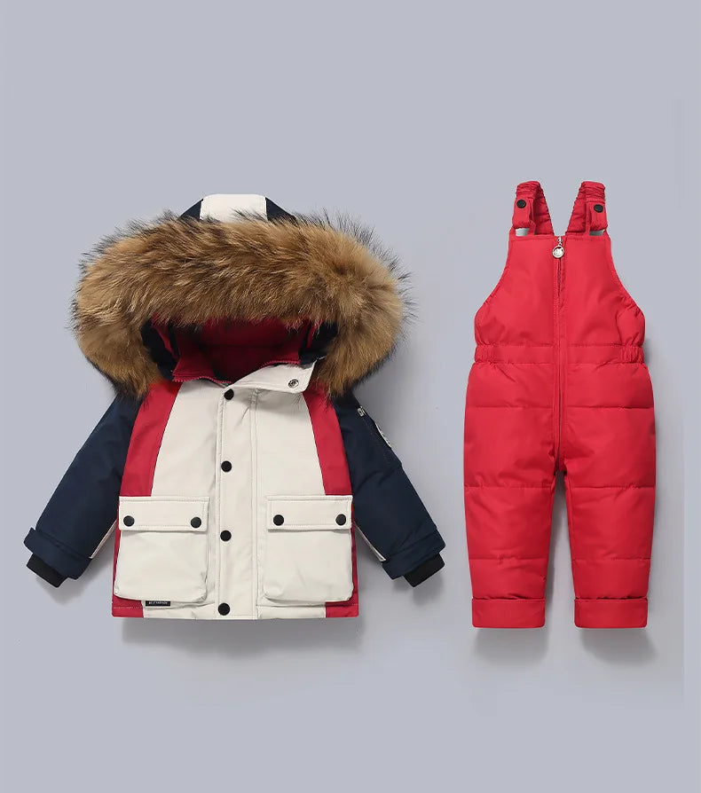 Kids Premium Winter Snowsuit Set – White Duck Down, Waterproof, Windproof