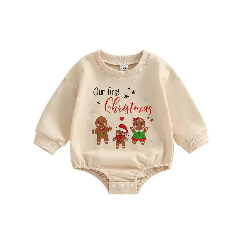 FIRST CHRISTMAS BABY ROMPER JUMPSUIT - Peachy Bloomers