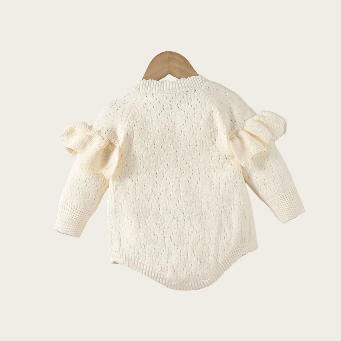 Baby Girl Knit Ruffle Onesie -Sweater