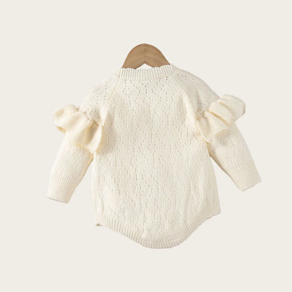 Baby Girl Knit Ruffle Onesie -Sweater