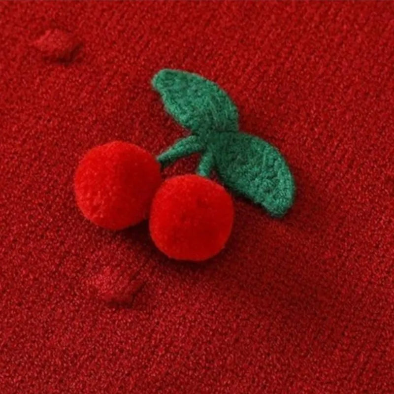 Cherry Red Knit Girls Dress