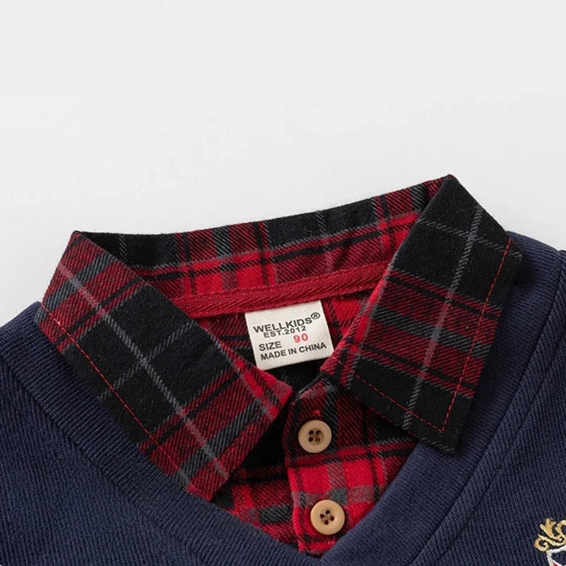 Boys Geometric Patchwork Sweater Shirt