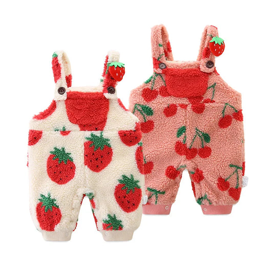 Strawberry & Cherry Lamb Fleece Jumpsuit