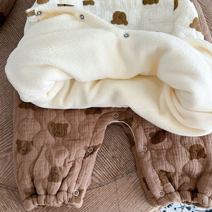 Bear Fleece Jumpsuit with Hat - Peachy Bloomers