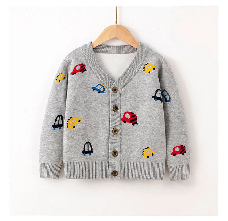 Car Embroidery Knit Cardigan