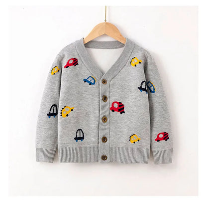Car Embroidery Knit Cardigan