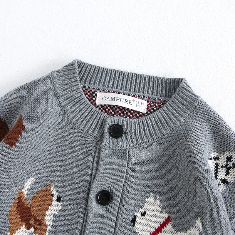Puppy Gray Cotton Knit Cardigan