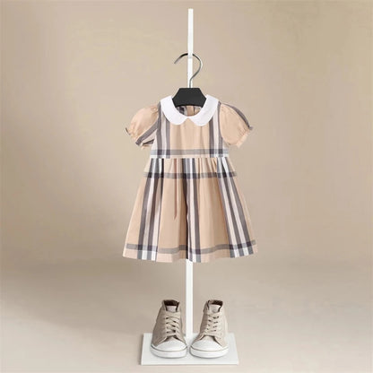 Iconic London Organic Plaid Dress in Beige - Peachy Bloomers