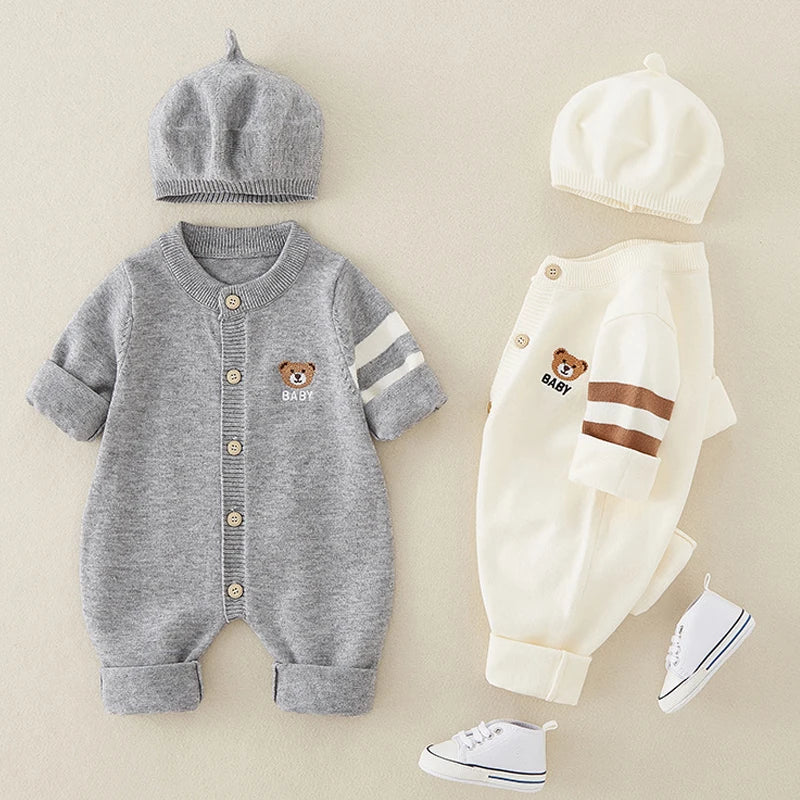 Baby Bear Cotton Knit Jumpsuit